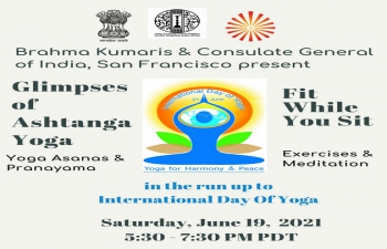 International Day of Yoga: Glimpses of Ashtanga Yoga on Saturday, June 19, 2021 5:30PM