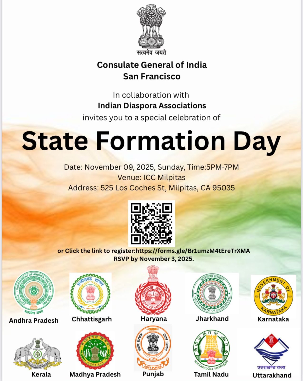 Join the States Formation Day Celebrations at Indian Community Center, Milpitas !