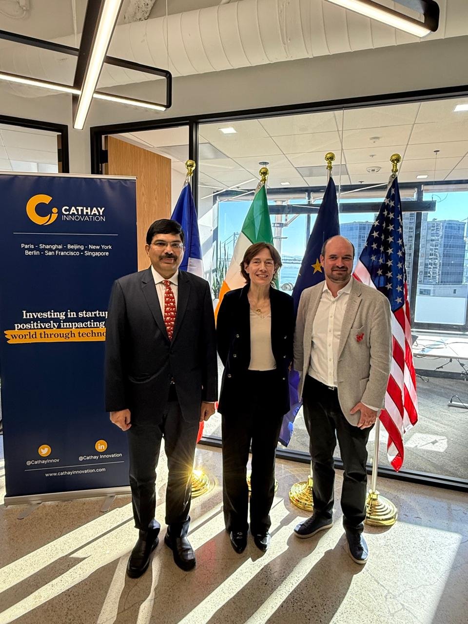Consul General Dr. K. Srikar Reddy joined Ms. Anne Bouverot, French President’s Special Envoy for AI, on a panel discussion on ‘Scaling AI for Impact: Lessons from India and G7 Agenda’ at Cathay Innovation in San Francisco. Consul General briefed the participants on outcomes of AI Impact Summit in India, including ‘Charter on Democratization of AI resources’, MAITRI platform and Trusted AI Commons, among others. He also reiterated Prime Minister Shri Narendra Modi’s M.A.N.A.V vision representing human centric approach to AI.