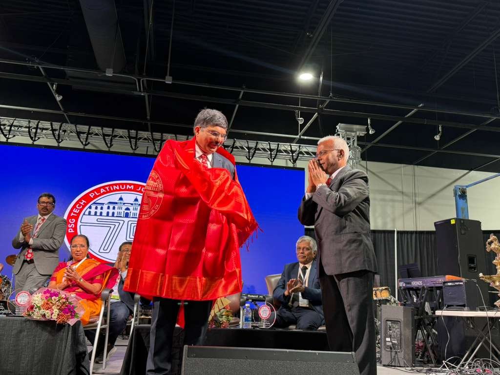 Consul General Dr. K Srikar Reddy was pleased to deliver the Guest of Honor address at the North America PSG Tech Alumni Platinum Jubilee Celebrations 2026, held at the Alameda County Fairgrounds in Pleasanton on April 11. He commended the alumni community of the Coimbatore-based college for its achievements, describing it as a dynamic bridge between India and the U.S., and encouraged deeper collaboration towards India’s progress and the vision of becoming a developed nation by 2047. He further emphasized the central role of academic institutions in advancing innovation, and the strengthening India–U.S. cooperation in critical and emerging technologies, sharing thoughtful perspectives on their shared future impact. About 1000 alumni from 10 countries, including the United States, Canada, Europe, and India, participated in the event.