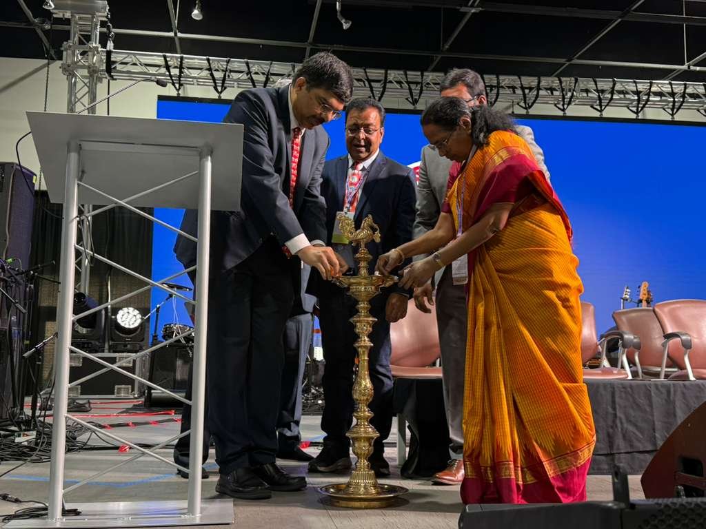 Consul General Dr. K Srikar Reddy was pleased to deliver the Guest of Honor address at the North America PSG Tech Alumni Platinum Jubilee Celebrations 2026, held at the Alameda County Fairgrounds in Pleasanton on April 11. He commended the alumni community of the Coimbatore-based college for its achievements, describing it as a dynamic bridge between India and the U.S., and encouraged deeper collaboration towards India’s progress and the vision of becoming a developed nation by 2047. He further emphasized the central role of academic institutions in advancing innovation, and the strengthening India–U.S. cooperation in critical and emerging technologies, sharing thoughtful perspectives on their shared future impact. About 1000 alumni from 10 countries, including the United States, Canada, Europe, and India, participated in the event.