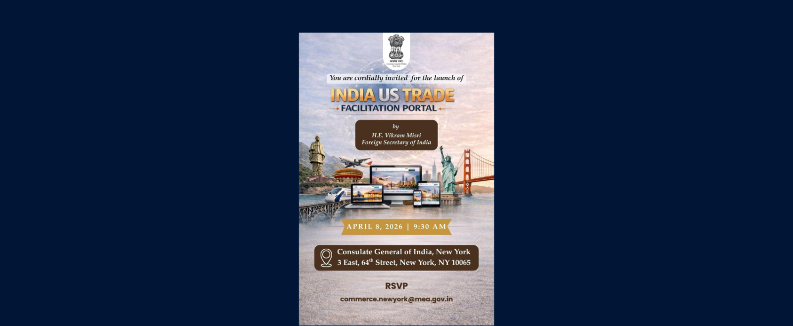 India-USA Trade Facilitation Portal | Register: https://indiausatrade.mea.gov.in/register