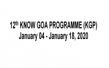 12th Know Goa Programme (KGP) - 4th to 18th January, 2020