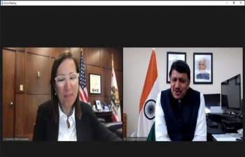 Consul General Dr. TV Nagendra Prasad interacted with Lieutenant Governor of California Hon. Eleni Kounalakis on July 20, 2020. Lt. Governor recalled her successful visit to India in January 2020 and discussed means of increasing trade and investment between India and California.