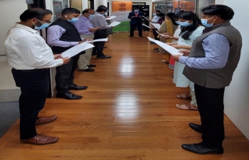 Consul General Dr. TV Nagendra Prasad administered the pledge to all India based officials of the Consulate today on the occasion of Sadbhavna Diwas on August 20, 2020