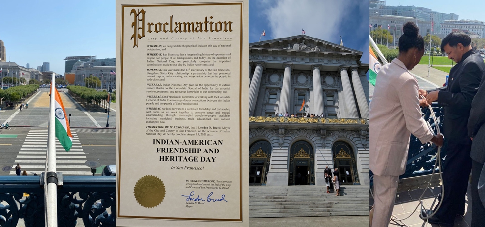 Hon’ble Mayor London Breed presented a proclamation designating August 15, 2021 India’s Independence Day as 