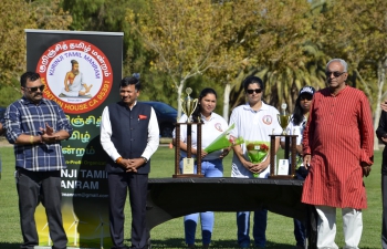 As part of #AmritMahotsav, Consulate General of India – San Francisco supported the T20 Cricket Tournament organized by Kurinji Tamil Manram (KTM) of Mountain House, California. Shasta Foods and other sponsors also contributed. Consul General Dr. T.V. Nagendra Prasad congratulated both the teams of Peta and Gilli boys who displayed sportsmanship during the match. He appreciated KTM for organizing the tournament during the festive season.
