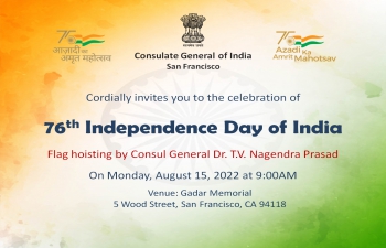 76th Independence Day of India | Flag hoisting by Consul General Dr. T.V. Nagendra Prasad 