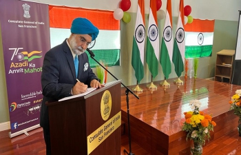 Consul General Dr. T.V. Nagemdra Prasad and Team @CGISFO welcomed Ambassador Taranjit Singh Sandhu to the historical Gadar Memorial Hall in San Francisco on the occasion of Amrit Mahotsav. Besides paying tributes to Gadari babas, Ambassador Sandhu reviewed the progress of renovation of Gadar Memorial Hall and unveiled the proposed model presented by Mr. Arvind Iyer, the architect.