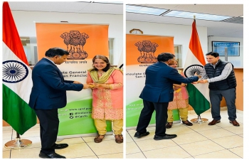 Team India in USA (Consulate General of India, San Francisco) bid a warm #farewell to Deputy Consul General Mr. Rajesh N. Naik, Head of Chancery Mr. Ramakant Kumar, Consul (OCI) Mr. Sunil Bharadwaj, ASO (Visa) Mr. Amit Tripathi and PS(CIC) Ms. Lalita Subramaniam. Consul General Dr. T.V. Nagendra Prasad expressed his appreciation for the services rendered by five colleagues departing and their dedication over the last 3 years.