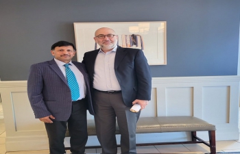 Consul General Dr. T.V. Nagendra Prasad welcomed his Israeli colleague Consul General Marco Semoneta in San Francisco who had taken up his assignment recently. They discussed matters of mutual interest including I2U2. Consul General Prasad wished him a successful tenure.
