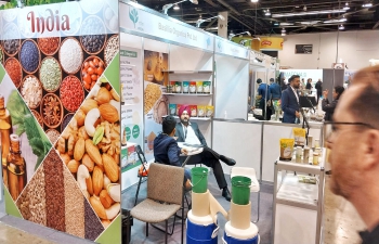 Indian exporters under the umbrella of Agricultural and Processed Food Products Export Development Authority (APEDA) participated at Expo West @expowest in Anaheim, Los Angeles to promote Indian organic products including #millets. The products included herbs, spices, basmati rice, lentils,essential oils etc.