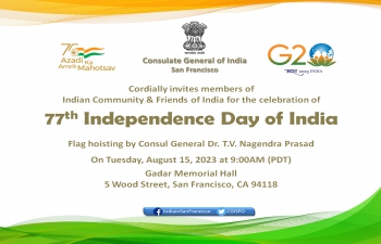 77th Independence Day of India | Flag hoisting by Consul General Dr. T.V. Nagendra Prasad 