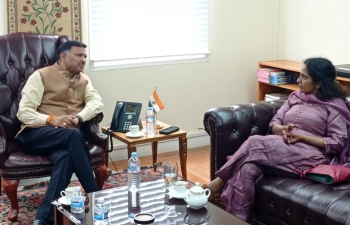 Consul General Dr. T.V. Nagendra Prasad and the team Consulate General of India – San Francisco received and welcomed Deputy Chief of Mission Smt. Sripriya Ranganathan in the Consulate for an interaction with the team on the ongoing Consular, Commercial and Cultural activities.