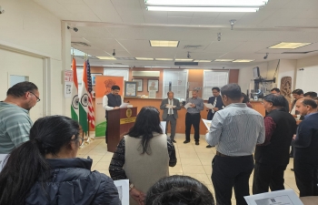 Consul General Dr. K. Srikar Reddy administered “Swachhata Pledge” to officials at Consulate General of India, San Francisco. The Consulate is observing Swacchata Pakhwada 2024 from January 16 – 31 and is committed to cleanliness at workplace and neighborhood. #swacchbharatmission #swacchbharat