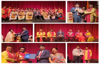Consul General Dr.K.Srikar Reddy graced the 17th Indian Music & Dance Festival on March 23rd in San Diego, organized by the Indian Fine Arts Academy of San Diego under the leadership of Shekar Viswanathan. Consul General presented life time achievement [Vidya Nidhi] awards to eminent artists in Indian classical music- Dr.T.Bakthavathsalam, Mannargudi Eswaran, Vijaya Siva, Dr.Gowri Ramnarayanan, K.Harishankar, and RK Shriramkumar. He also interacted with Padma Bhushan Sudha Ragunathan, an Indian Carnatic Vocalist, who performed at the event.