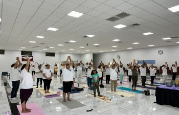 The 10th International Day of Yoga was celebrated with great enthusiasm in the beautiful city of Irvine, California, organized by the Consulate General of India in collaboration with the United Indian American Association on 16th June 2024. It was a great morning as Deputy Consul General Rakesh Adlakha addressed the crowd, setting a positive tone for the event. Participants enjoyed a rejuvenating Yoga session followed by a peaceful meditation.