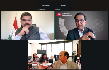 Consul General Dr. K. Srikar Reddy virtually interacted with around 500 Indian students from 22 campuses of California State University. The interaction covered educational, student welfare and visa-related issues. CSU hosts approximately 6500 Indian student population. Dr. Jaishankar Raman, Executive Director of International Affairs California State University, who facilitated the interaction also joined the interaction.