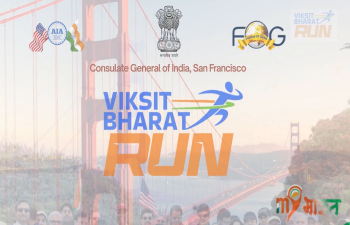 Glimpses of #ViksitBharatRun at the iconic Golden Gate Bridge in San Francisco!