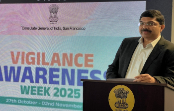 As part of #VigilanceAwarenessWeek being observed on 27 Oct-3 Nov, Consul General Dr. K. Srikar Reddy administered the 'Integrity Pledge' to Consulate officials & staff, reaffirming commitment to uphold highest standards of honesty and integrity in public service.