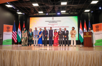 Celebrating the formation day of Andhra Pradesh, Karnataka, Chhattisgarh, Kerala, Haryana, Madhya Pradesh, Jharkhand, Tamil Nadu, Punjab and Uttarakhand at the Indian Community Center, Milpitas.